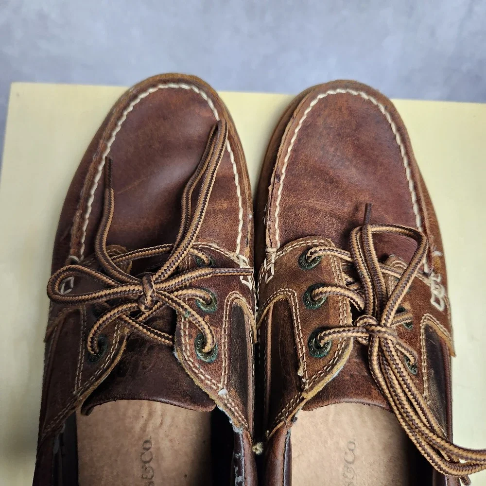 GH Bass Manchester Mens‎ 9M Brown Leather Lug Sole Boat Shoes 2225-226
